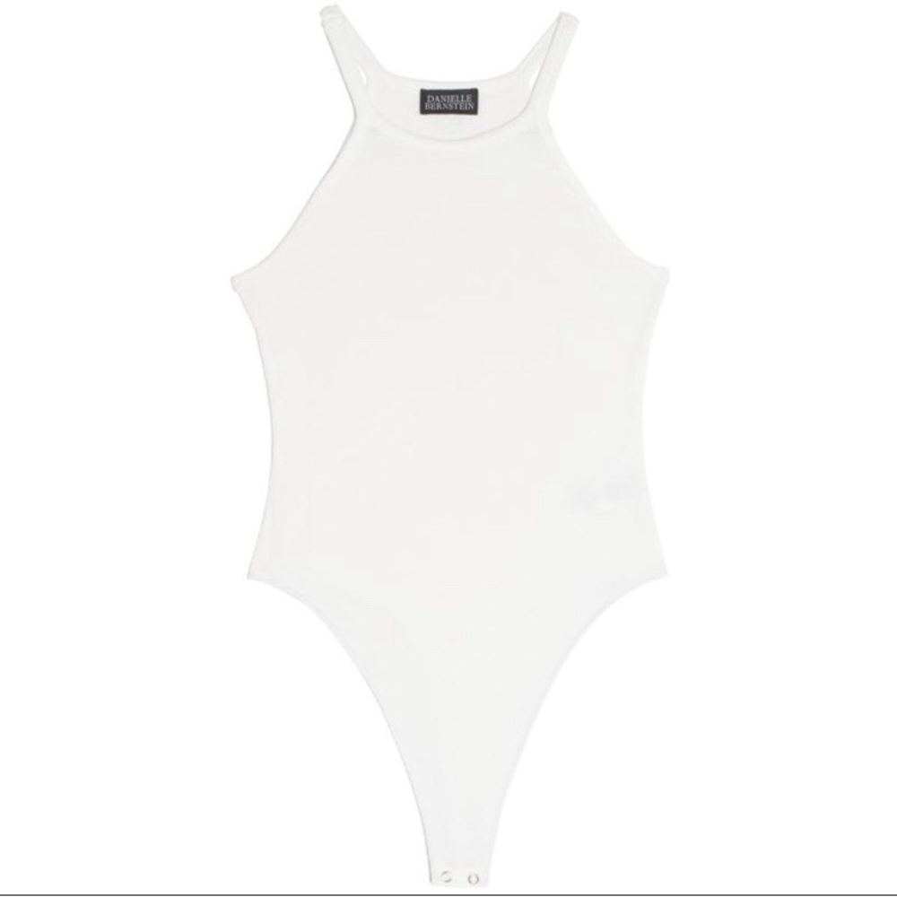 Danielle Bernstein Women's Rib-Knit Bodysuit White Size Large